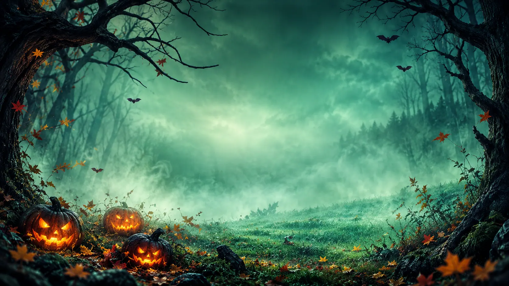 Emerald fog bats and jack o lanterns